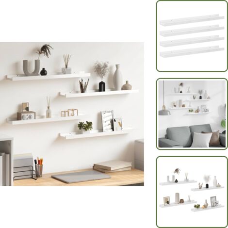 Scaffale per piante - vidaXL Mensole da Parete 4 pz Bianco Lucido 60x9x3 cm - Scaffale per libri