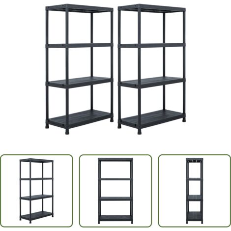 Scaffale per salotto -  Scaffali 2 pz 60x30x138 cm Nero in Plastica