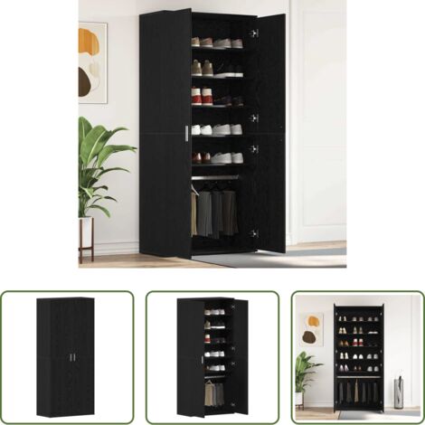 Scaffale per scarpe -  Mobile per scarpe con lo scaffale Rovere Nero 80 x 39 x 178 cm