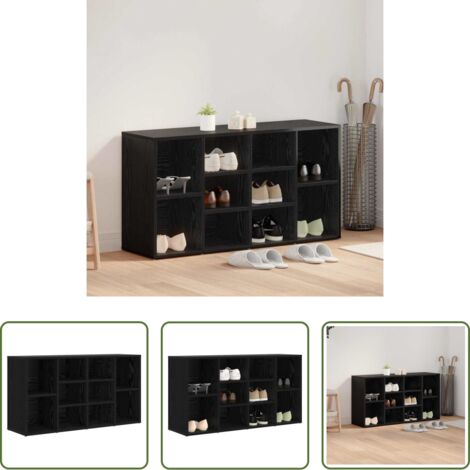 Scaffale per scarpe -  Panca per scarpe con lo scaffale Rovere Nero 103 x 30 x 54,5 cm