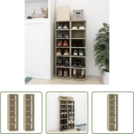 Scaffale per scarpe -  Scarpiere 2 pz Rovere sonoma 27,5x27x102 cm
