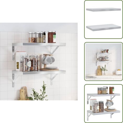Scaffale per soggiorno - vidaXL Mensole a Muro 2 pz 50x30x3 cm Argento in Acciaio Inossidabile - Scaffale per camera da letto