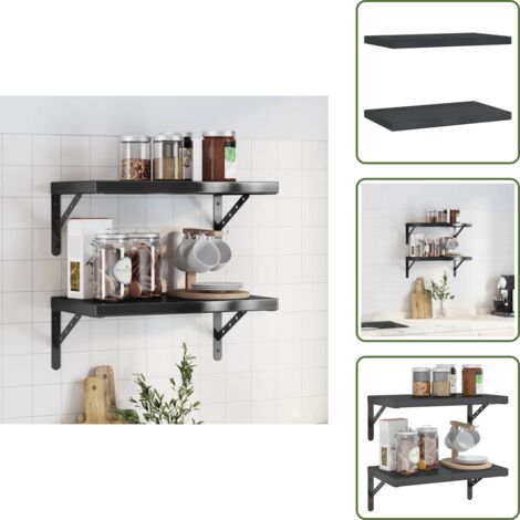 Scaffale per soggiorno - vidaXL Mensole a Muro 2 pz 50x30x3 cm Nero in Acciaio Inossidabile - Scaffale per camera da letto