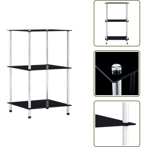 Scaffale per soggiorno - vidaXL Scaffale a 3 Livelli Nero 40x40x67 cm in Vetro Temperato - Scaffale per ufficio