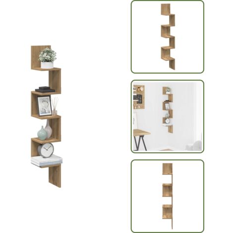 Scaffale per Soggiorno - vidaXL Scaffale Angolare Muro Artigianale 20x20x127,5 cm in Truciolato - Scaffale per Camera da Letto