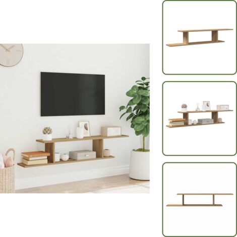 Scaffale per TV - vidaXL Scaffale TV Parete Rovere Artigianale 125x18x23 cm Truciolato - Scaffale per lettori DVD
