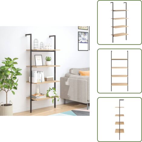 Scaffale per ufficio - vidaXL Scaffale Pendente 4 Livelli Marrone Chiaro e Nero 64x35x152,5cm - Scaffale per soggiorno