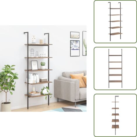 Scaffale per ufficio - vidaXL Scaffale Pendente 5 Livelli Marrone Scuro e Nero 64x35x185 cm - Scaffale per soggiorno