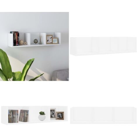 Scaffale Porta CD a Parete Bianco 75x18x18 cm in Multistrato - Scaffale porta CD - Scaffale per CD