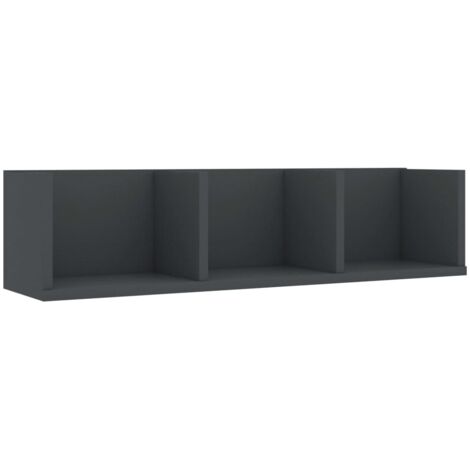 Scaffale Porta CD a Parete Grigio 75x18x18 cm Legno Multistrato vidaXL