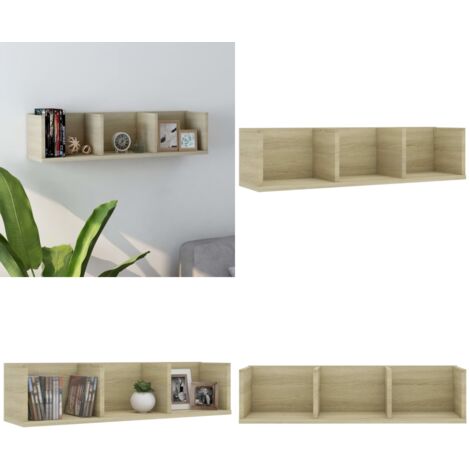 Scaffale Porta CD a Parete Rovere Sonoma 75x18x18cm Multistrato - Scaffale da muro - Scaffale porta CD