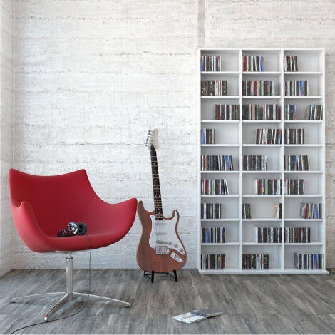 Scaffale porta cd Jukebox, Bianco, 102 x 178 cm, Vicco
