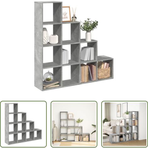 Scaffale porta oggetti -  Libreria 4 Ripiani Grigio Cemento 131,5x29x131,5 cm Truciolato