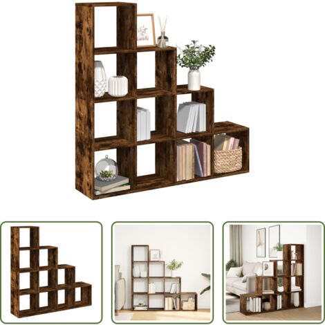 Scaffale porta oggetti -  Libreria 4 Ripiani Rovere Fumo 131,5x29x131,5 cm in Truciolato