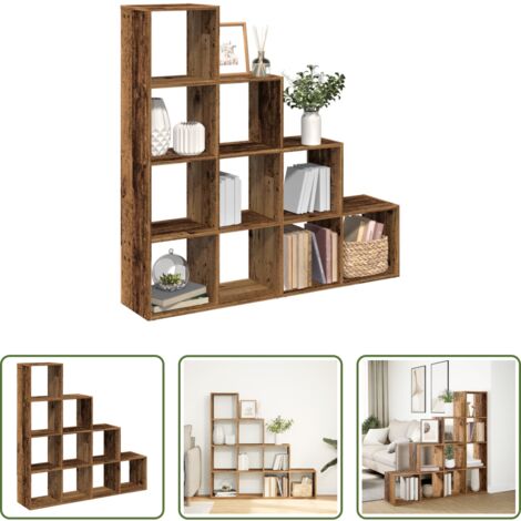 Scaffale porta oggetti -  Libreria a 4 Ripiani Legno Vecchio 131,5x29x131,5 cm Truciolato