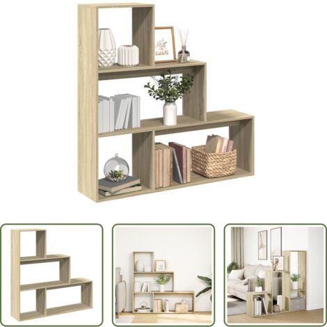 Scaffale porta oggetti -  Libreria Divisorio 3 Ripiani Sonoma 123x29x123 cm in Truciolato