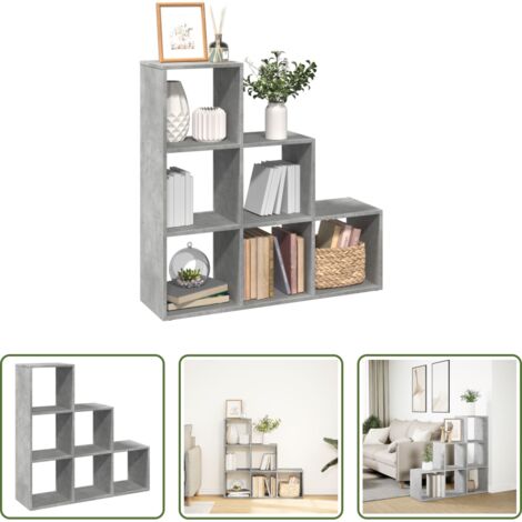 Scaffale porta oggetti -  Libreria Divisorio 3Ripiani Grigio Cemento 99x29x99 Truciolato