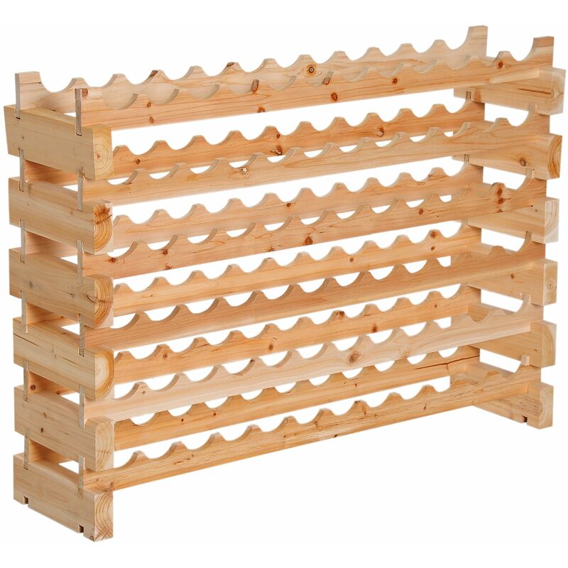 Scaffale Portabottiglie 6 Ripiani 72 Bottiglie 114x28x80 cm in Legno di Pino