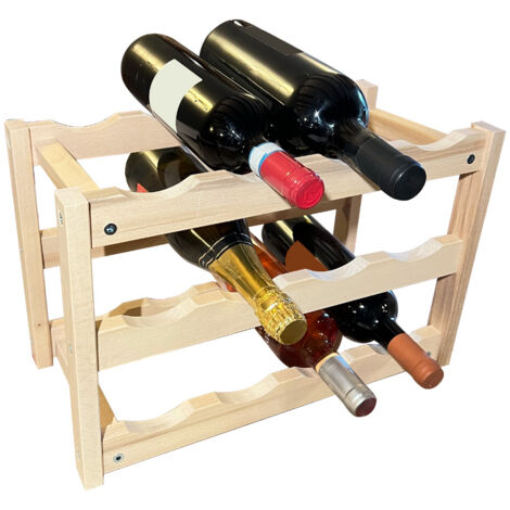 SCAFFALE PORTABOTTIGLIE CANTINETTA IN LEGNO DI FAGGIO 42,5 X22 X 28CM 12 POSTI