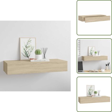Scaffale Portaoggetti Libreria a Parete,Scaffale con Cassetti da Parete Rovere 60x23,5x10 cm in MDF -FW26900