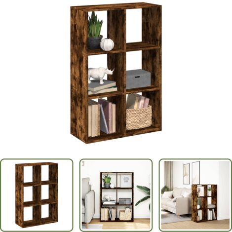 Scaffale portaoggetti -  Libreria Divisorio Rovere Fumo 69,5x29x103,5cm in Truciolato