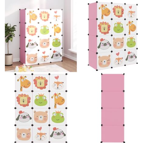 Scaffale Portaoggetti per Bambini con 12 Cubi Rosa in PP - Scaffale per oggetti - Organizzatore per bambini