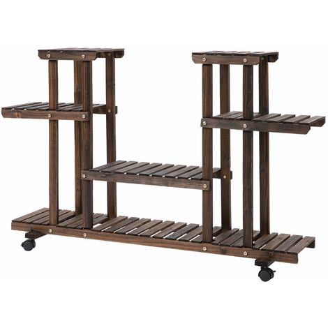 Scaffale Portavasi 4 Livelli 123,5x33x80 cm in Legno Carbonizzato