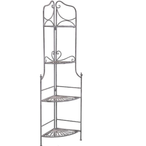 SCAFFALE PORTAVASI CHARLOTTE CON 4 PIANI IN COLORE BIANCO OSSIDATO
