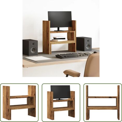 Scaffale regolabile -  Organizer Scrivania Legno Antico 40x17x41 cm in Truciolato