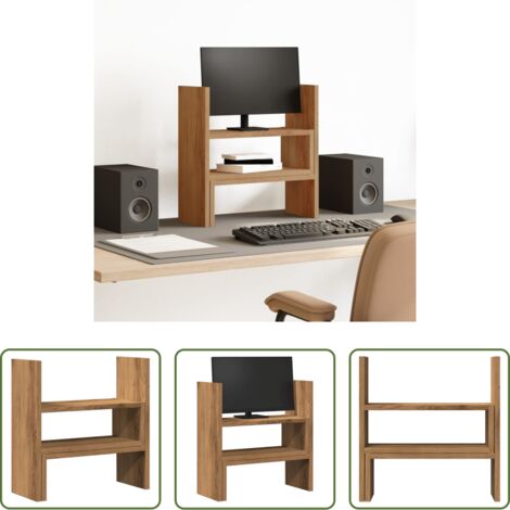 Scaffale regolabile -  Organizer Scrivania Rovere Artigianale 40x17x41cm in Truciolato