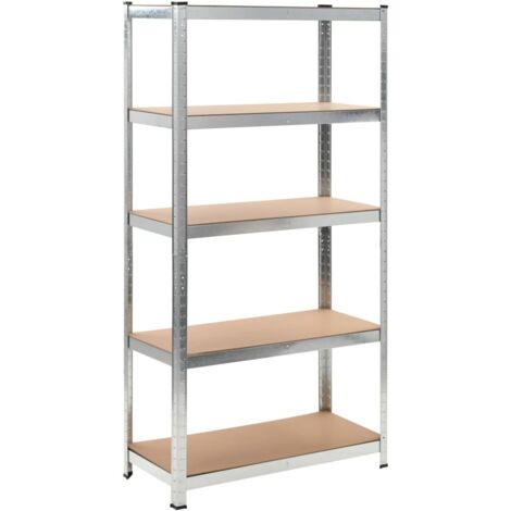 Scaffale Resistente 5 Strati Argento in Acciaio e Multistrato vidaXL