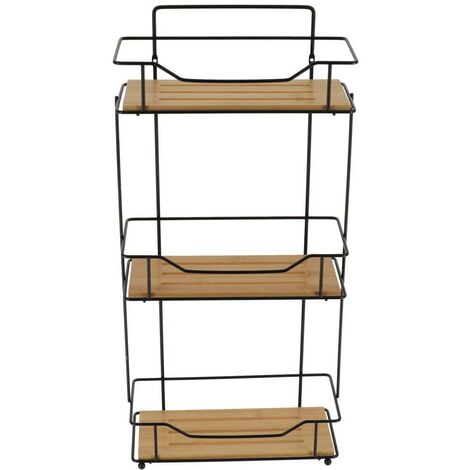 Scaffale rettangolare, autoportante o fisso, 3 livelli, bambù - bambù nero - Tendance
