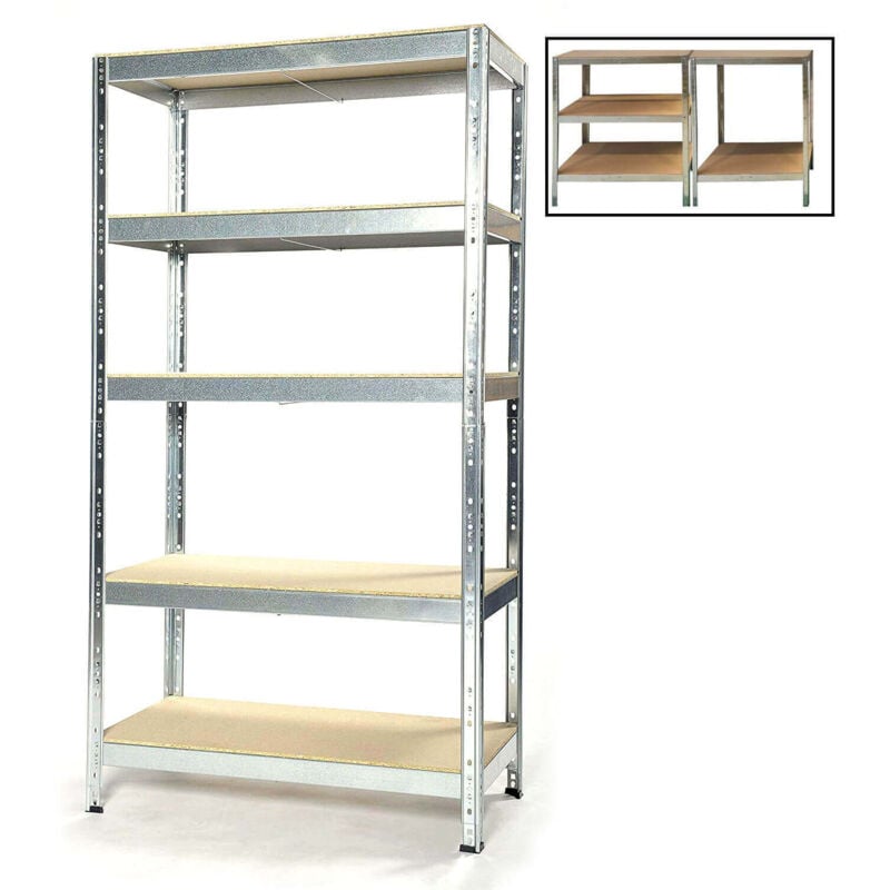 Scaffale 5 Ripiani in MDF mm.5 cm90x40 h.180 Zincato