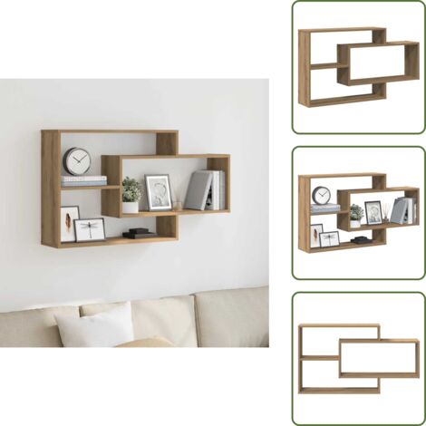 Scaffale rovere artigianale - vidaXL Scaffale a Parete Rovere Artigianale 104x20x58,5 cm Truciolato - Scaffale per collezioni