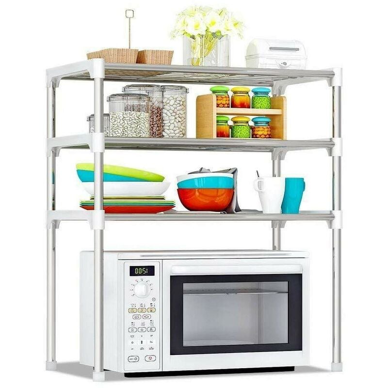 Giordanoshop - Scaffale Salvaspazio per Microonde 60x25x65 cm 3 Ripiani Rack per Cucina