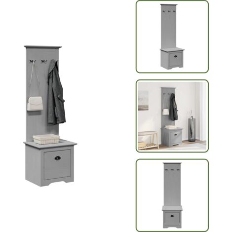 Scaffale salvaspazio - vidaXL Mobiletto da Ingresso con Ganci BODO Grigio 50x40x157 cm - Ganci per borse