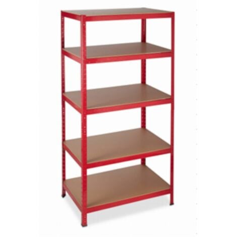 scaffale scaffalatura a 5 ripiani in legno MDF metallo zincato colore ROSSO 40 x 90 x h. 176 cm
