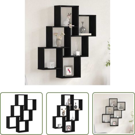 Scaffale -  Scaffale da parete con lo scaffale Rovere Nero 78 x 15 x 93 cm