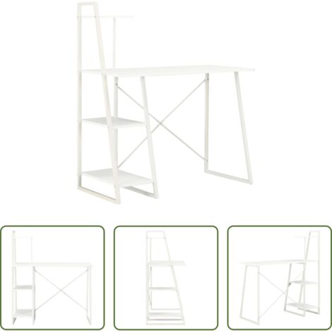 Scaffale -  Scrivania con Mensole Bianca 102x50x117 cm