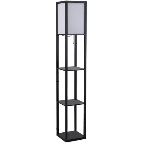 Scaffale Soggiorno In Mdf Con Lampada 40w Nero Bianco 26x26x160 Cm