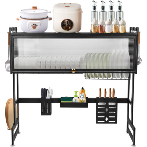 Scaffale sopra il lavandino, organizer portaoggetti sopra il lavandino, 85x28x78cm, nero