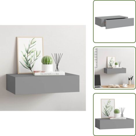 Scaffale sospeso - vidaXL Scaffale con Cassetti da Parete Grigio 40x23,5x10 cm in MDF - Scaffale con cassetto