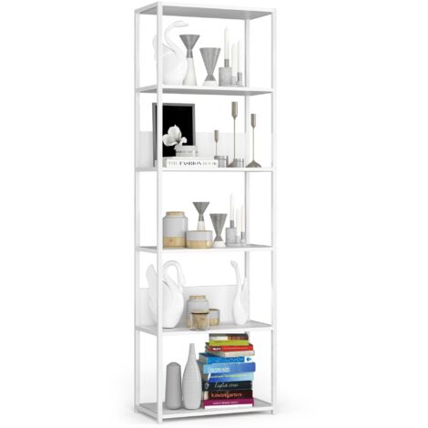 Scaffale stilo loft con ripiani in legno 60 cm Bianca 60 cm 60x32x192 cm