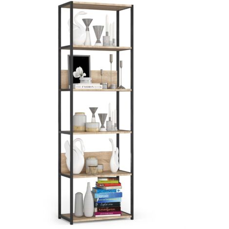 Scaffale stilo loft con ripiani in legno 60 cm Nera, Quercia Sonoma 60x32x192 cm