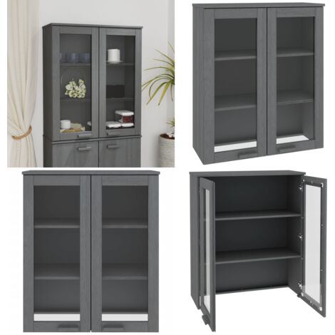 Scaffale Superiore per Credenza Grigio Scuro 85x35x100 cm Pino - Scaffale in legno - Credenza con scaffale