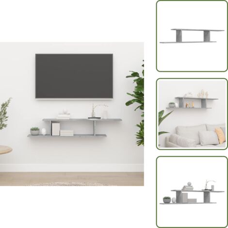 Scaffale TV grigio cemento - vidaXL Scaffale TV Parete Grigio Cemento 125x18x23cm Legno Multistrato - Scaffale TV multistrato