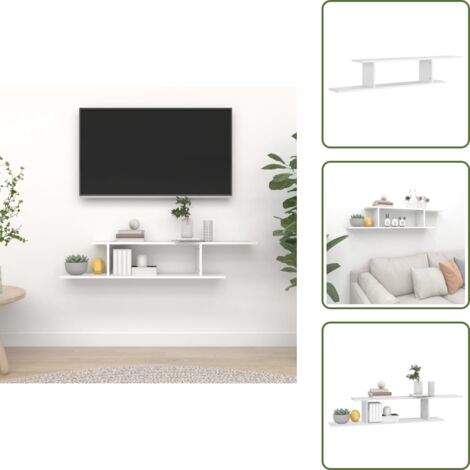 Scaffale TV in legno - vidaXL Scaffale TV Parete Rovere Bianco 125x18x23 cm Legno Multistrato - Scaffale TV bianco