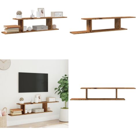 Scaffale TV Parete Legno Antico 125x18x23 cm Legno Multistrato - Scaffale a parete - Scaffale in legno
