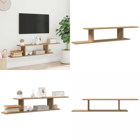 Scaffale TV Parete Rovere Artigianale 125x18x23 cm Truciolato - Scaffale a parete - Scaffale in truciolato