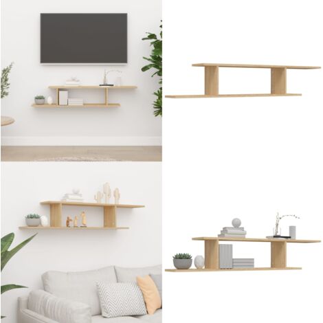 Scaffale TV Parete Rovere Sonoma 125x18x23 cm Legno Multistrato - Scaffale da parete - Scaffale in legno